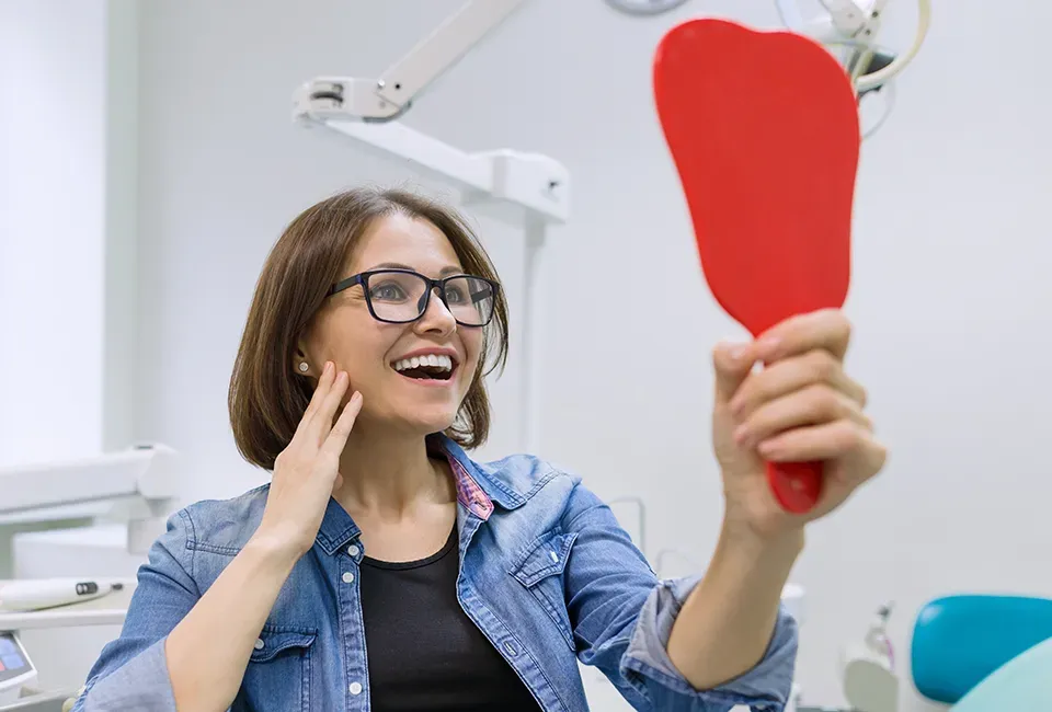 Patient after dental bonding